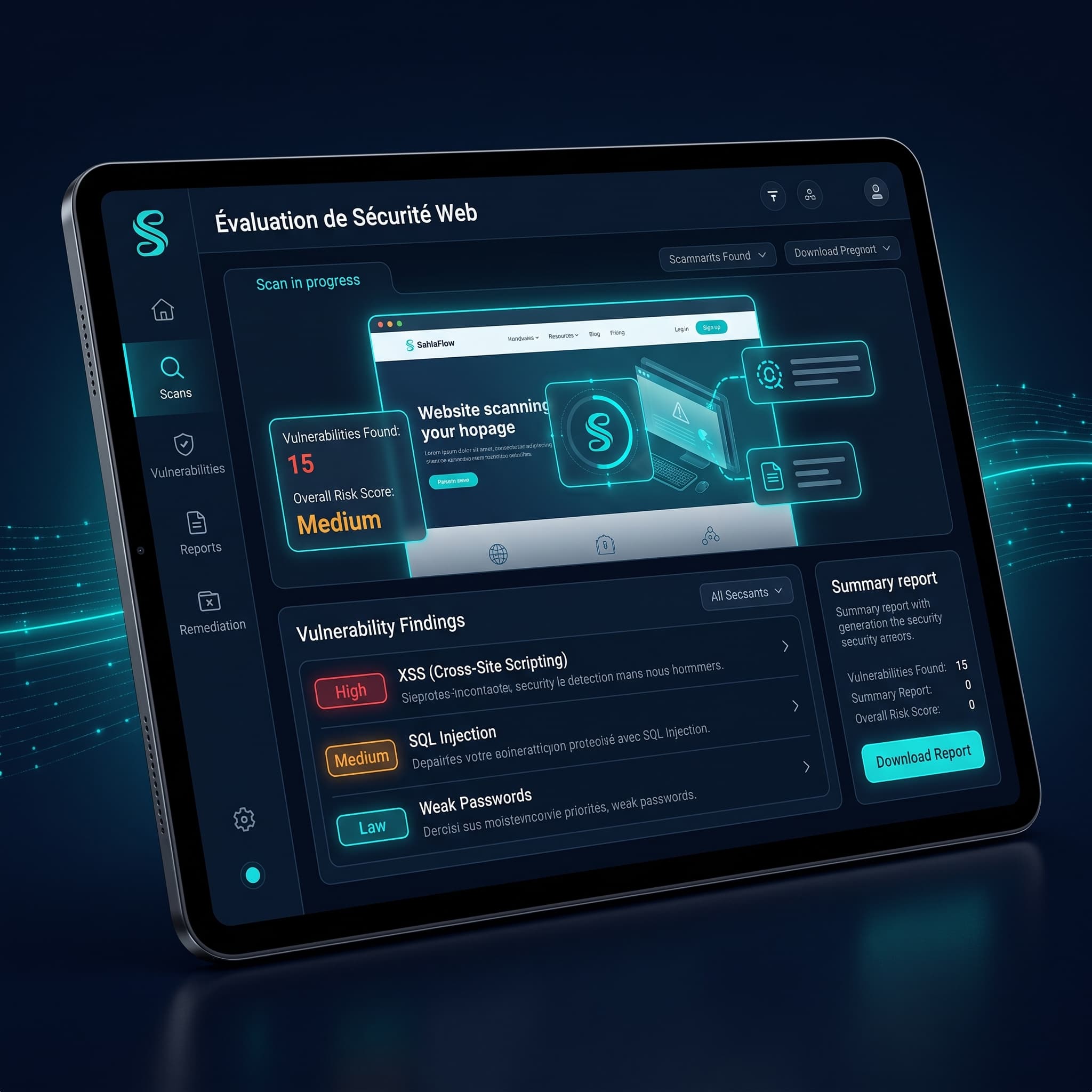 Aperçu visuel de la solution Évaluation de sécurité Web